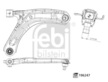 Важіль підвіски передній Прав 16 мм DACIA SPRING Electric 10.20- FEBI BILSTEIN 196247