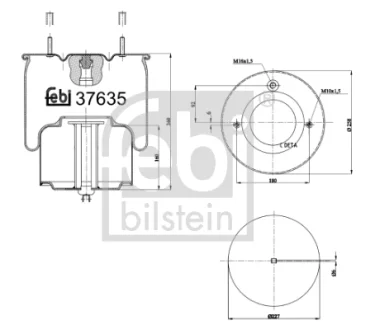 Пневмоподушка передн (діаметр: 227/258мм) VOLVO FH12, FM10, FM12, FM7, FM9 08.93- FEBI BILSTEIN 37635