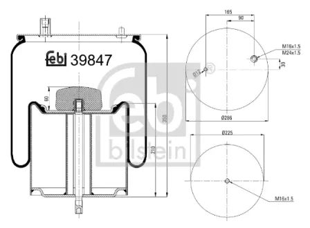 Пневмоподушка задн (діаметр: 225/286мм) RVI C, D, MAGNUM, PREMIUM 2, T VOLVO FE, FE II 10.04- FEBI BILSTEIN 39847