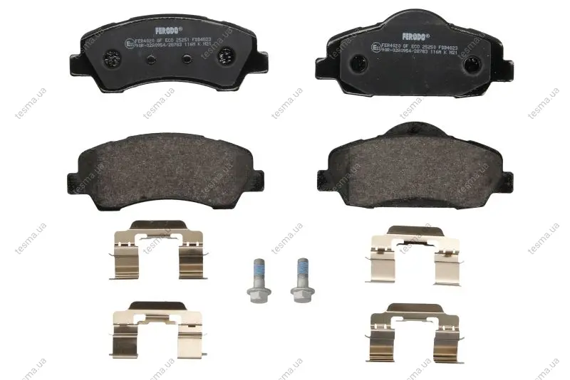 Комплект гальмівних колодок передн, CITROEN C4 CACTUS, C-ELYSEE PEUGEOT 301, 308 II, 308 II/KOMBI, 308/HATCHBACK 1.2-2.0D 11.12- FERODO FDB4823 (фото 1)