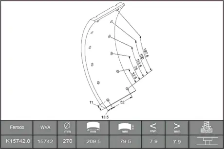 Комплект тормозных башмаков, барабанные тормоза FERODO K157420F3549