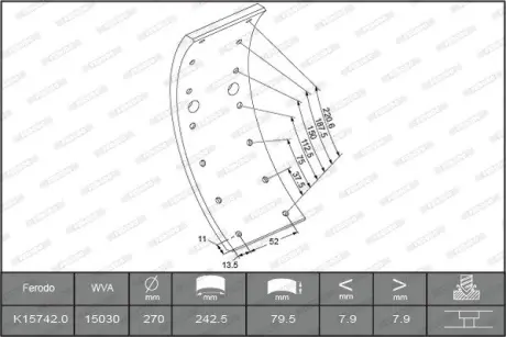 Комплект тормозных башмаков, барабанные тормоза FERODO K157420TC