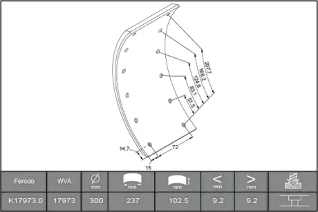 Комплект тормозных башмаков, барабанные тормоза FERODO K179730F3658
