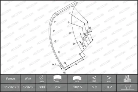Комплект тормозных башмаков, барабанные тормоза FERODO K179730TG