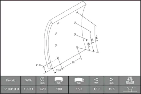 Комплект тормозных башмаков, барабанные тормоза FERODO K190100F3658