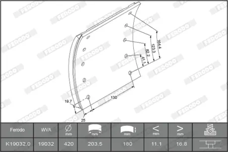Комплект тормозных башмаков, барабанные тормоза FERODO K190321F3658