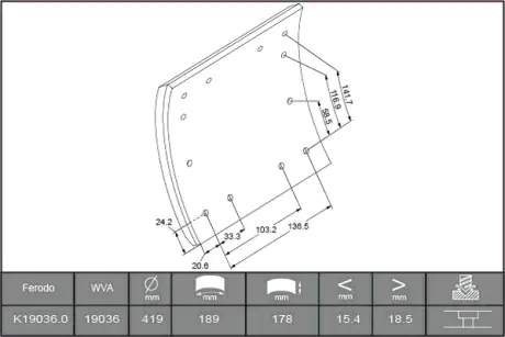 Комплект тормозных башмаков, барабанные тормоза FERODO K190360F3658
