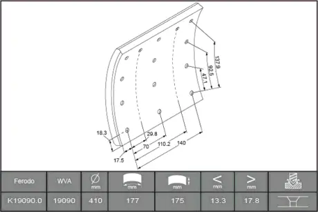 Комплект тормозных башмаков, барабанные тормоза FERODO K190900F3526