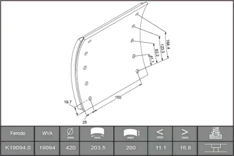 Комплект тормозных башмаков, барабанные тормоза FERODO K190940F3532