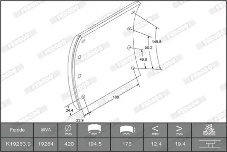 Комплект тормозных башмаков, барабанные тормоза FERODO K192832F3504
