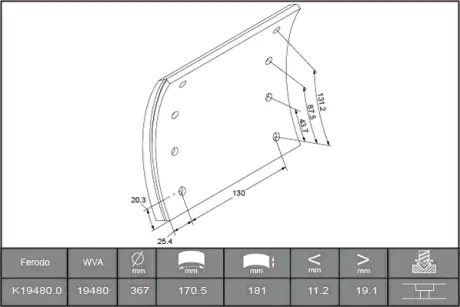 Комплект тормозных башмаков, барабанные тормоза FERODO K194800F3658