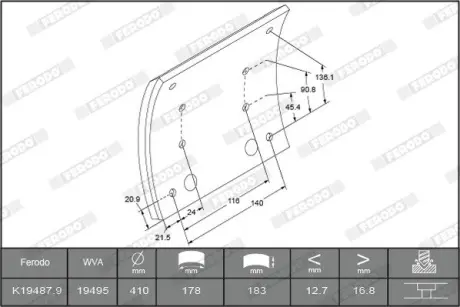 Комплект тормозных башмаков, барабанные тормоза FERODO K194872F3664