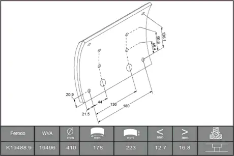 Комплект тормозных башмаков, барабанные тормоза FERODO K194880F3672