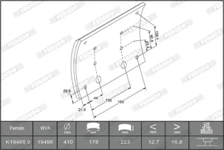 Комплект тормозных башмаков, барабанные тормоза FERODO K194882F3664