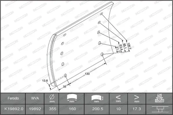 Комплект тормозных башмаков, барабанные тормоза FERODO K198920TG (фото 1)