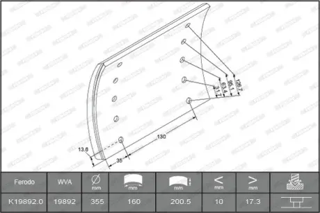 Комплект тормозных башмаков, барабанные тормоза FERODO K198920TG