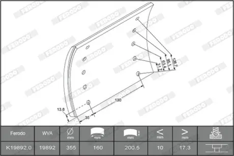 Комплект тормозных башмаков, барабанные тормоза FERODO K198921F3504