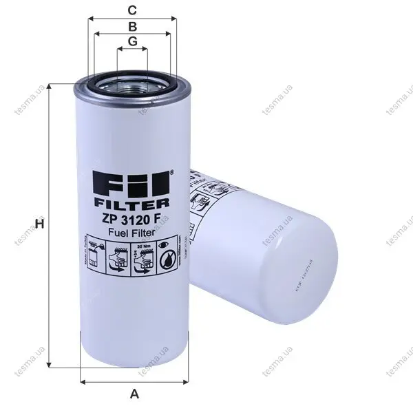 Fuel filter, Spin-On. Фильтр топливный, накручиваемый FIL FILTER ZP3120F (фото 1)