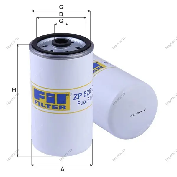Fuel filter, Spin-On. Фильтр топливный, накручиваемый FIL FILTER ZP526CF (фото 1)
