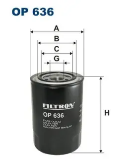 Oil filter, Spin-On. Фильтр масляный, накручиваемый FILTRON OP636