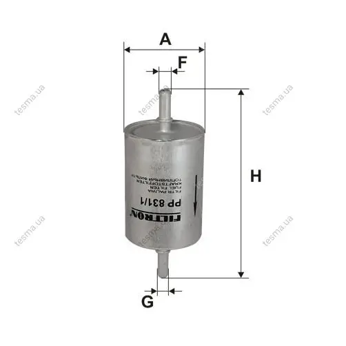 Fuel filter, In-line. Фильтр топливный, проточный FILTRON PP8311 (фото 1)