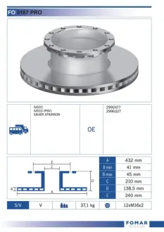Тормозной диск FOMAR FO0187PRO