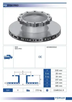 Тормозной диск FOMAR FO0194PRO