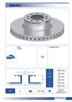 Тормозной диск FOMAR FO0238PRO