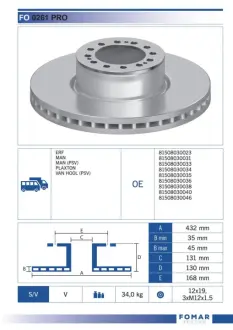 Тормозной диск FOMAR FO0261PRO