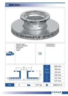 Тормозной диск FOMAR FO0287PRO