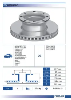Тормозной диск FOMAR FO0288PRO