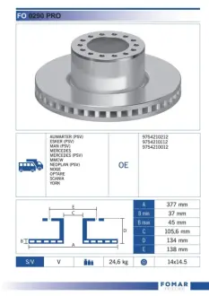 Тормозной диск FOMAR FO0290PRO