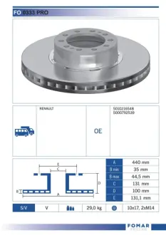 Тормозной диск FOMAR FO0333PRO
