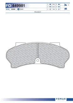 Комплект тормозных колодок, дисковый тормоз FOMAR FO449981
