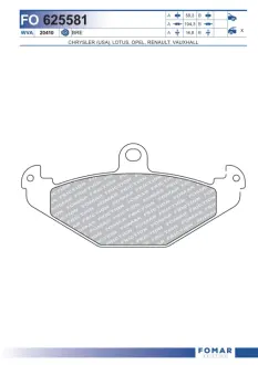 Комплект тормозных колодок, дисковый тормоз FOMAR FO625581