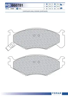 Комплект тормозных колодок, дисковый тормоз FOMAR FO660781
