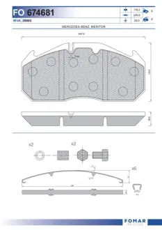 Комплект тормозных колодок, дисковый тормоз FOMAR FO674681