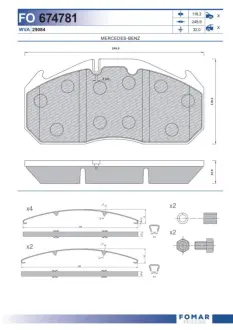 Комплект тормозных колодок, дисковый тормоз FOMAR FO674781