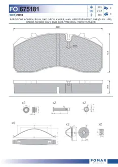 Комплект тормозных колодок, дисковый тормоз FOMAR FO675181