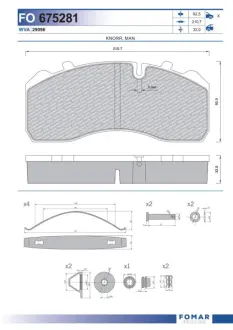 Комплект тормозных колодок, дисковый тормоз FOMAR FO675281
