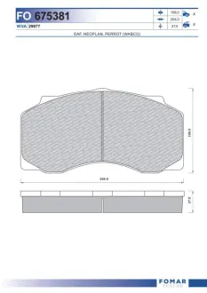 Комплект тормозных колодок, дисковый тормоз FOMAR FO675381