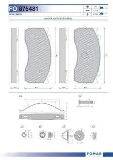 Комплект тормозных колодок, дисковый тормоз FOMAR FO675481