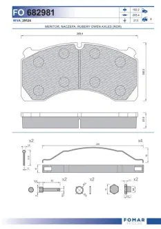 Комплект тормозных колодок, дисковый тормоз FOMAR FO682981