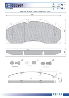 Комплект тормозных колодок, дисковый тормоз FOMAR FO683981