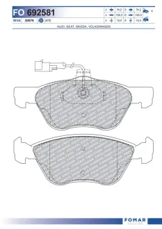 Колодки гальмівні дискові FOMAR FO692581