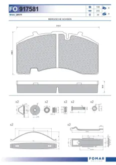 Комплект тормозных колодок, дисковый тормоз FOMAR FO917581