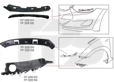 Кронштейн бампера переднего левая сторона металл Elantra 11-16/Hyundai FPS FP 3228935