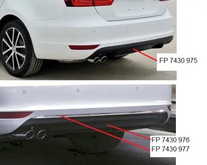Спойлер бампера заднего с местом под молдинг Jetta 11-14/VW кроме GLI FPS FP 7430976
