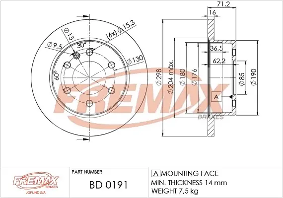 Диск тормозной FREMAX BD0191 (фото 1)