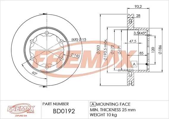 Диск тормозной FREMAX BD0192 (фото 1)